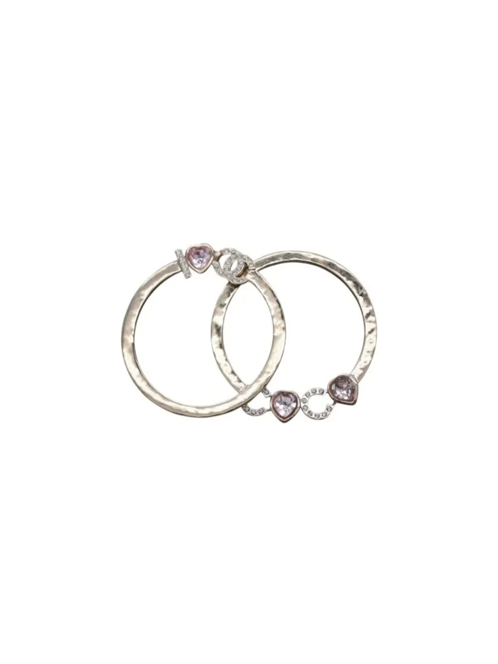 Chanel I Love Coco Heart Stone Earrings Metal Rhinestone Gold